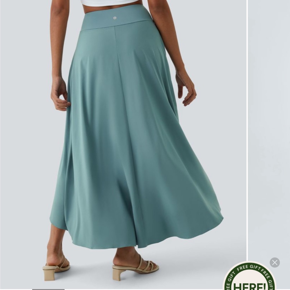 Elegant Blue Maxi Skirt High Waisted High Low Ruffle Flowy Quick Dry Casual